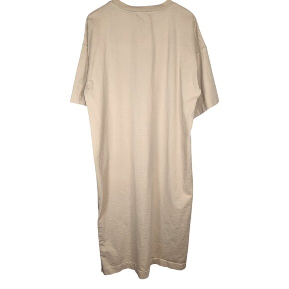 Free People Beach Camilla Shirtdress Tan Beige Casual Maxi T Shirt Dress Boho M - Picture 4 of 9